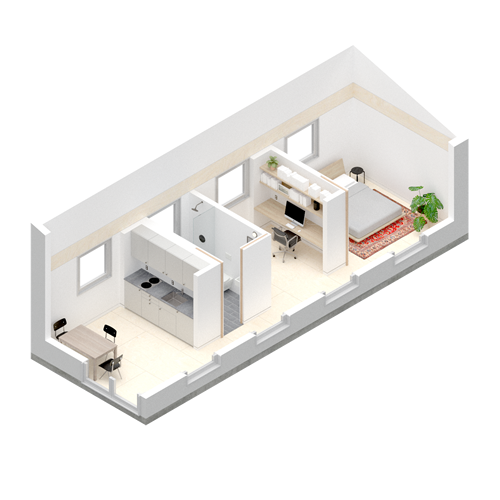 <p>Aleksis Bertoni, Architect, Type Five (BP2022 Juror): Flexible housing adpated over time. Isometric interior perspective of one example. (<a href='/competition/essay/2022/essay-question'>See Essay Question: Introductions by jurors.</a>)</p>
